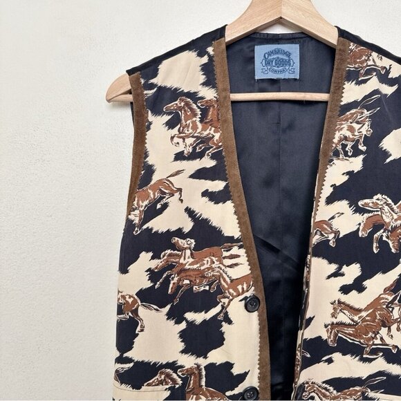 Vintage Cambridge Dry Goods Company Womens Small Equestrian Horses Open Vest - Picture 6 of 12
